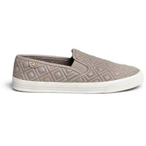 Tory Burch Jesse Quilted‎ Sneaker Tennis Shoe French Gray Size 8